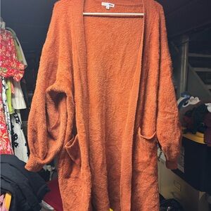 Fashion Nova Orange Oversized Cardigan Sweater